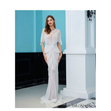 Wholesale tassel embellished formal luxury gown party ladies long sleeve sexy women evening dresses elegant